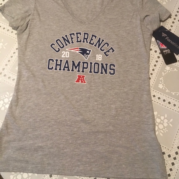 HP🔥🆕 N.E. Patriots NFL Pro Line 2018 Gray Conference Champions T-Shirt Medium - Picture 4 of 7
